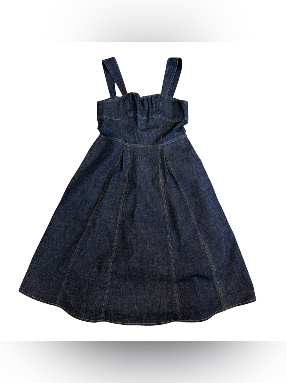 Boden classic dark denim wide strap a line dress size 2